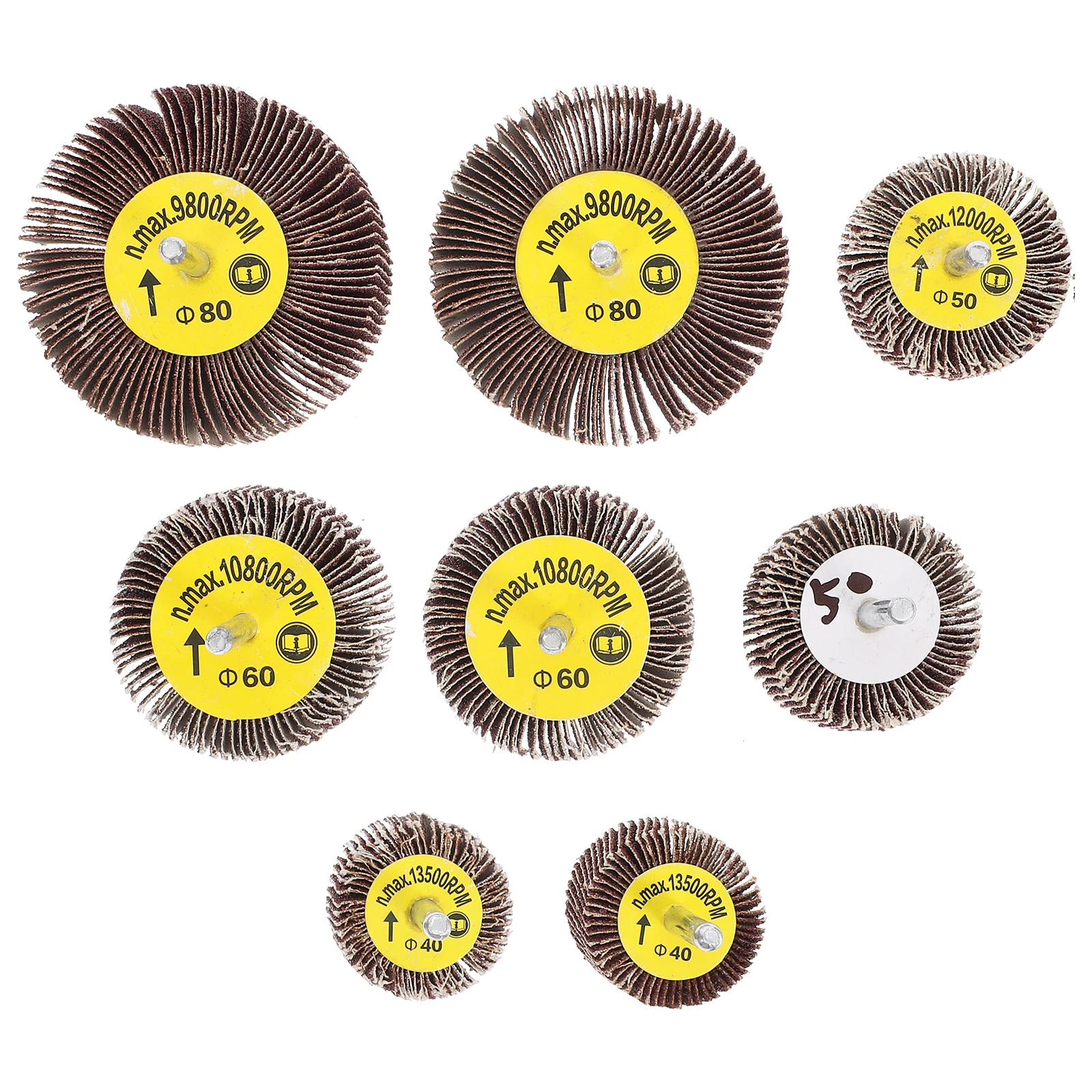 

8pcs Cylindrical Flap Wheels with Handle Abrasive Grinding Heads Replacement Assorted Sizes Portable Light Weight Compatible