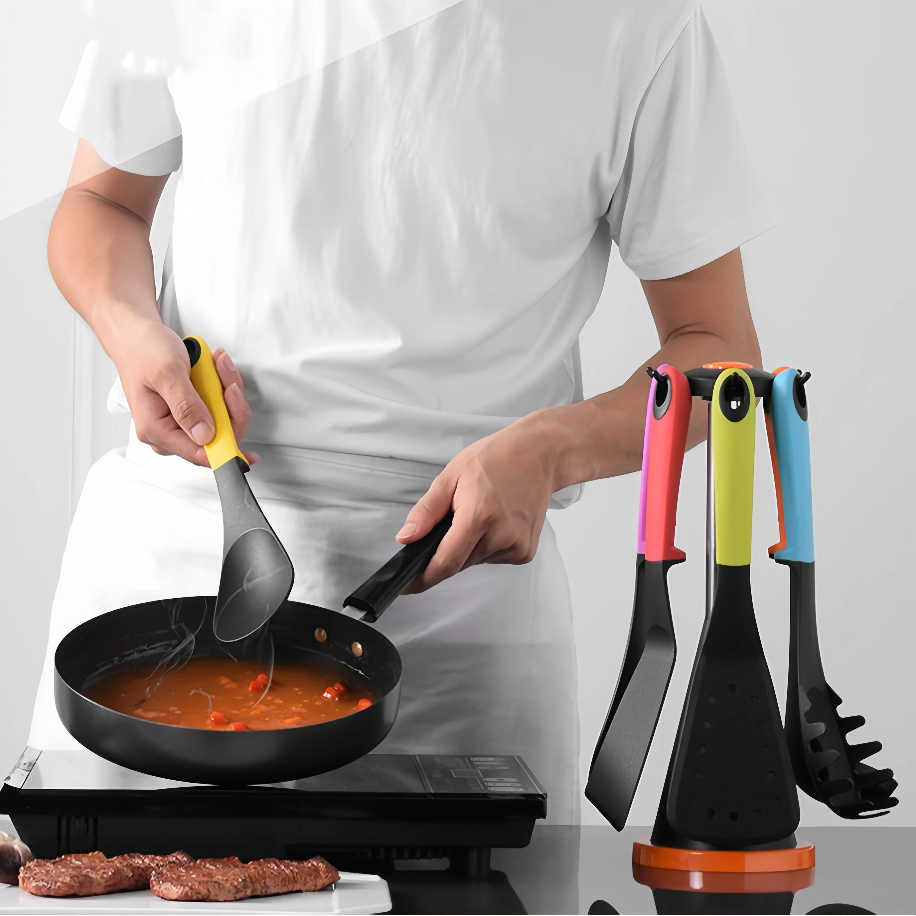 

Elavate Spatula Set Non-stick Kitchen Tool Utensil Set Colorful Set Fry Turner Ladle Spaghetti Tool