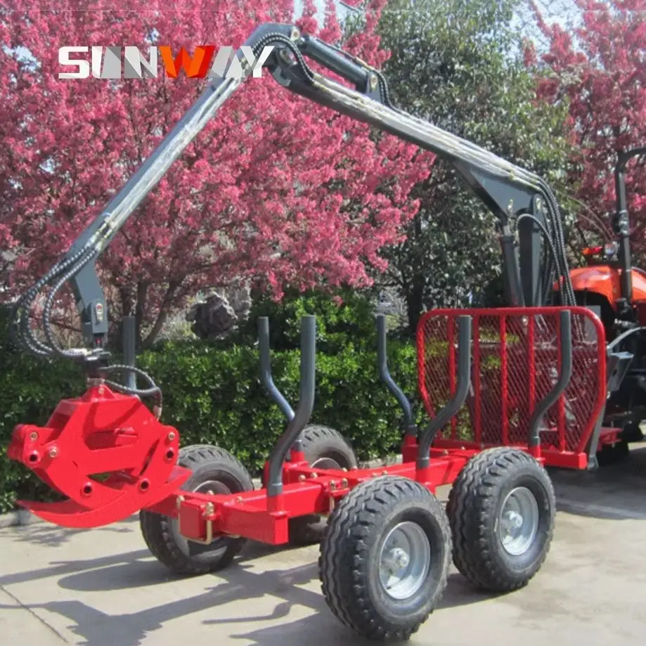 Hydraulic Farm Tractor Log Timber Wood Trailer Forestry Crane Grapple Agricultural Logging Equipment