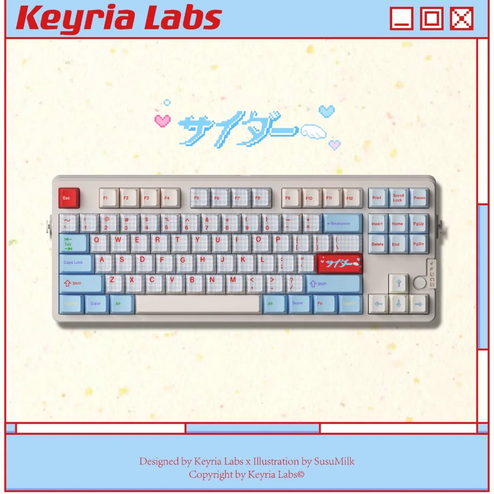 

KeyriaLabs Cream Soda Theme Keycap Set PBT Custom Cute Showa Style Keyboard Cap Cherry Profile KeyCap for Mechanical Keyboard