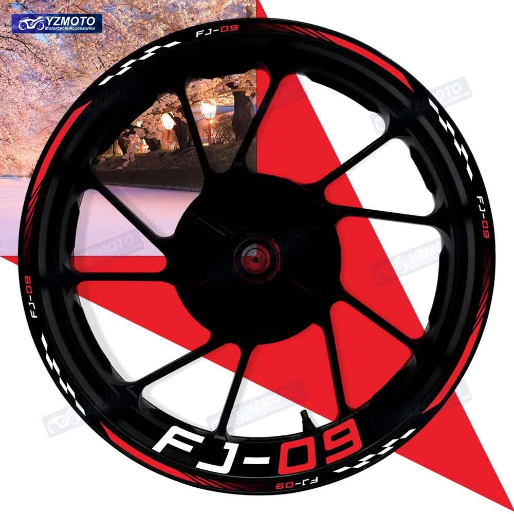 

For FJ-09 FJ09 Motorcycle 17 Inch Front And Rear Wheel Sticker Hub Decal Modified Decorative Reflective Waterproof Rim Stickers