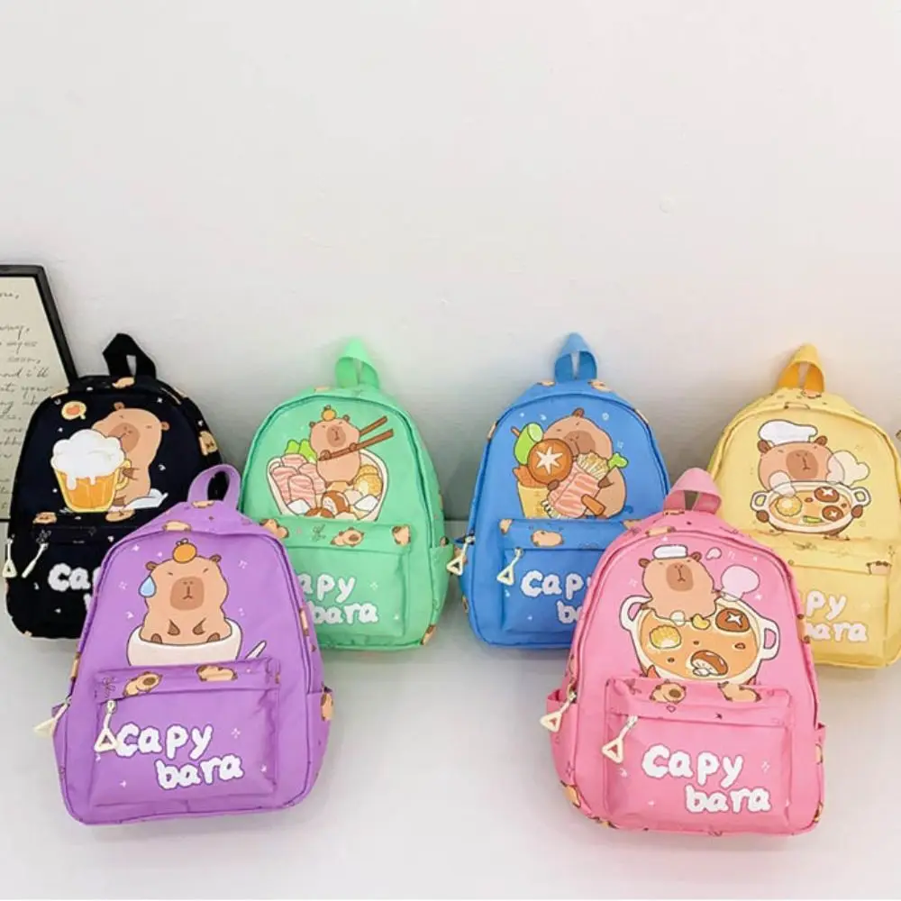 

Легкий детский рюкзак, водонепроницаемый школьный рюкзак с капибарой большой емкости, нейлоновый широкий ремешок, сумка для книг с мультяшными животными, детская сумка