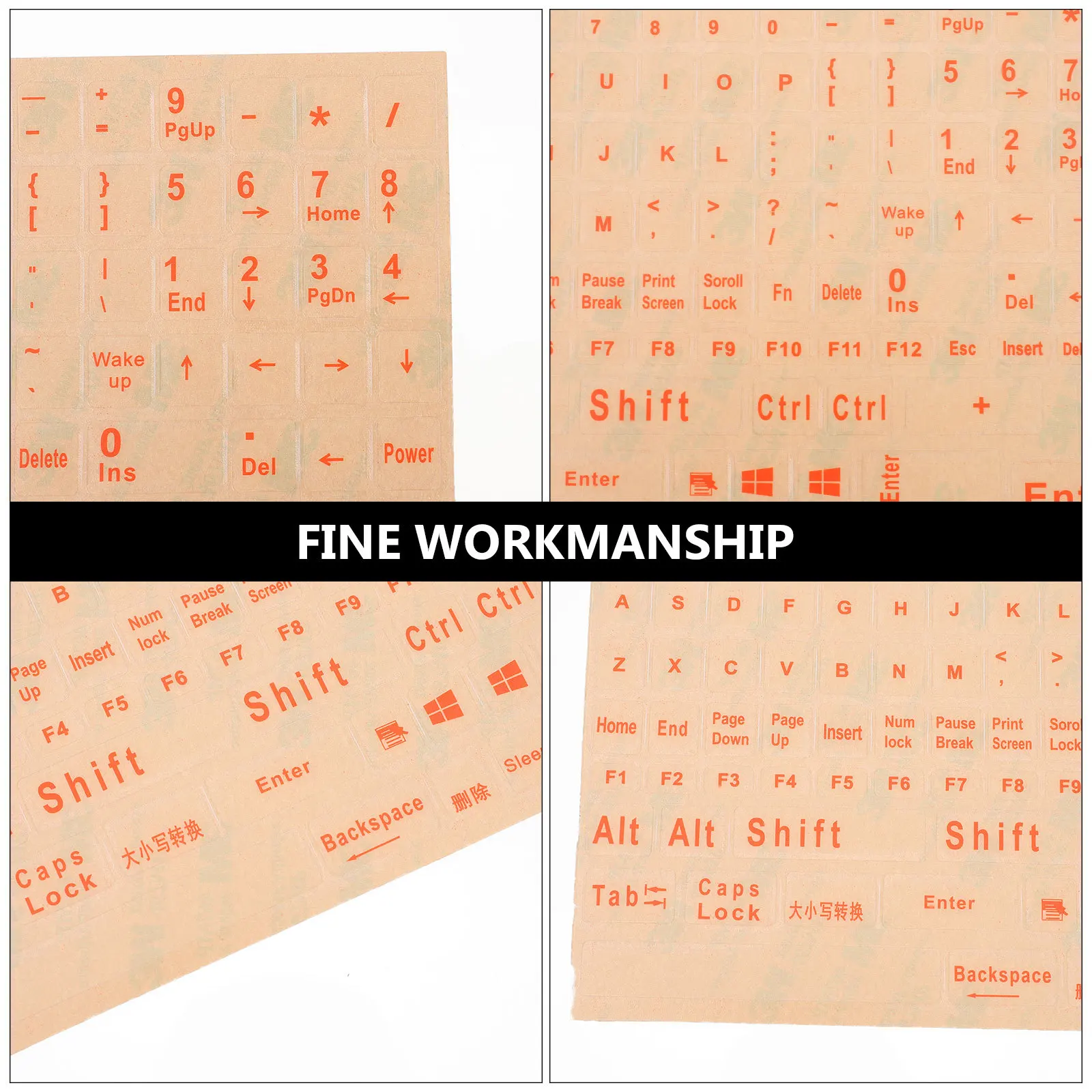 

2pcs Keyboard Stickers English Lettering Large Print Wear-Resistant Full Coverage Adhesive Labels For Laptop Desktop Computer