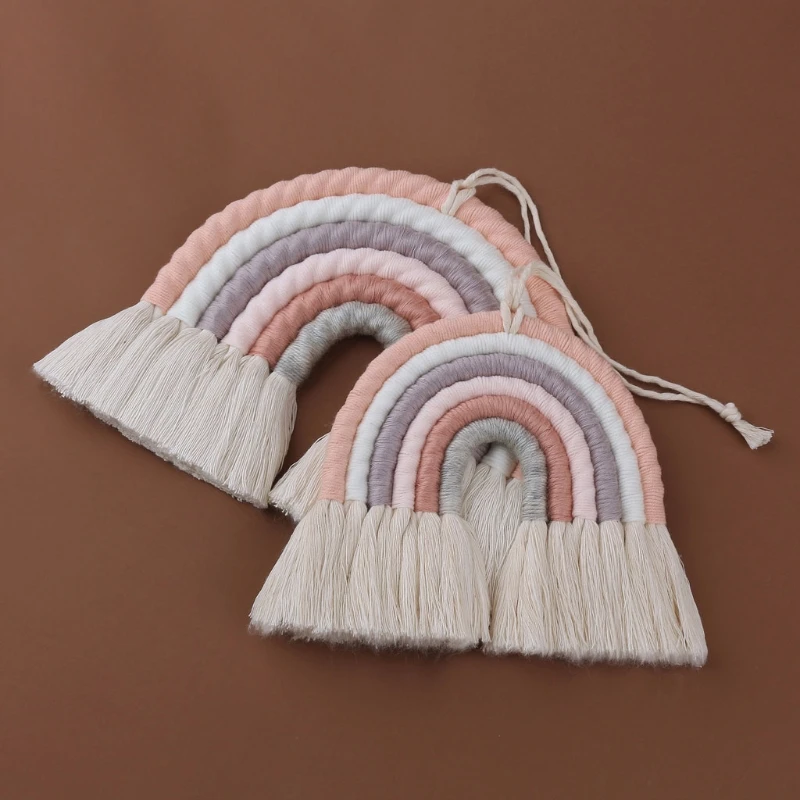 Boho Decor Macrame Rainbow Wall Hanging for Baby Girls Kids Nursery Rooms Gift