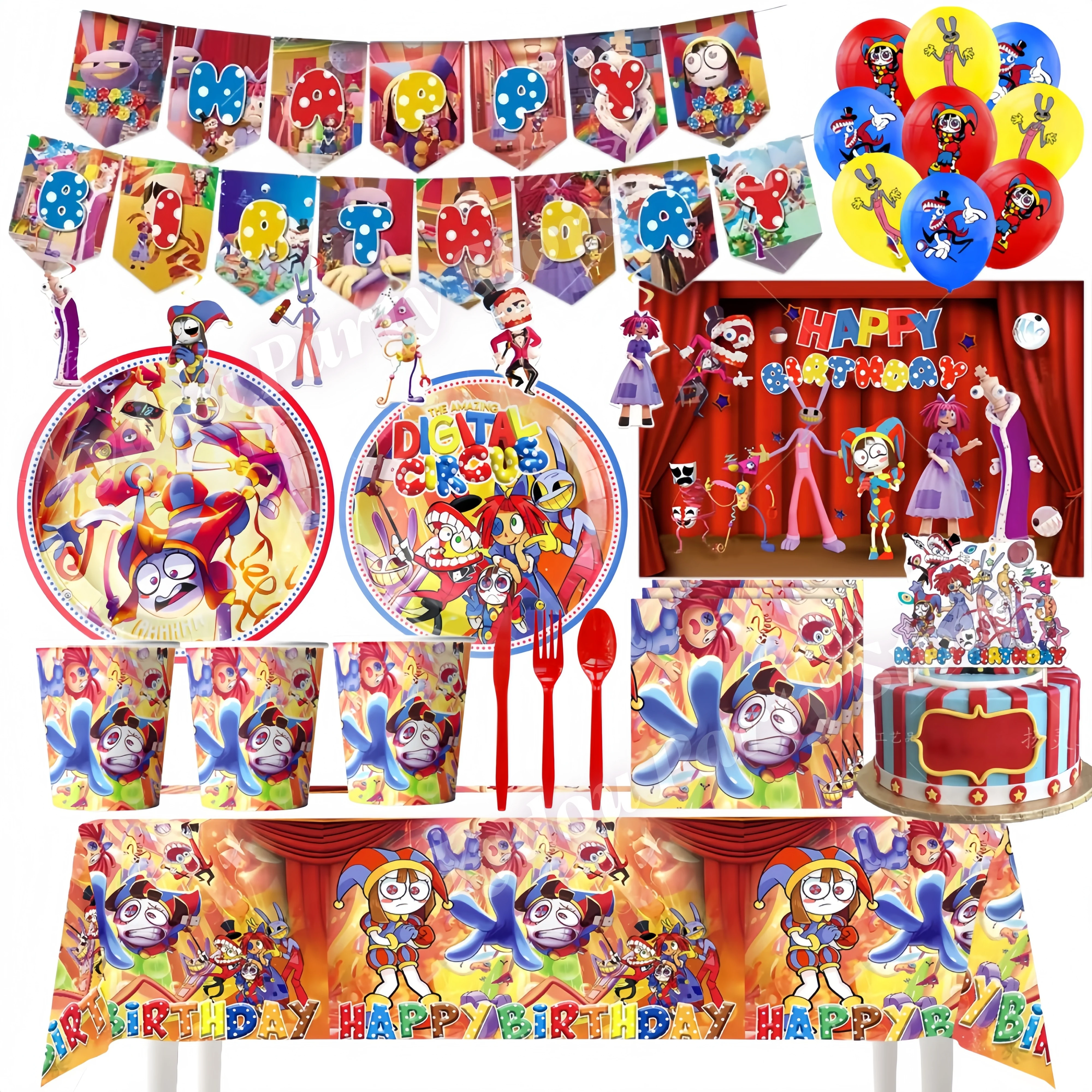 Increíbles Decoraciones para Fiestas de Cumpleaños, Vajilla Digital con Diseño de Circo, Vasos, Platos, Servilletas para Niños, Photo Booth, Artículos para Fiestas de Baby Shower