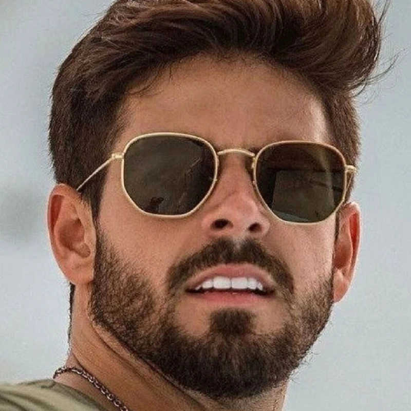 Квадратные солнцезащитные очки в стиле ретро, мужские классические винтажные солнцезащитные очки, мужские брендовые дизайнерские очки в маленькой металлической оправе Óculos De Sol