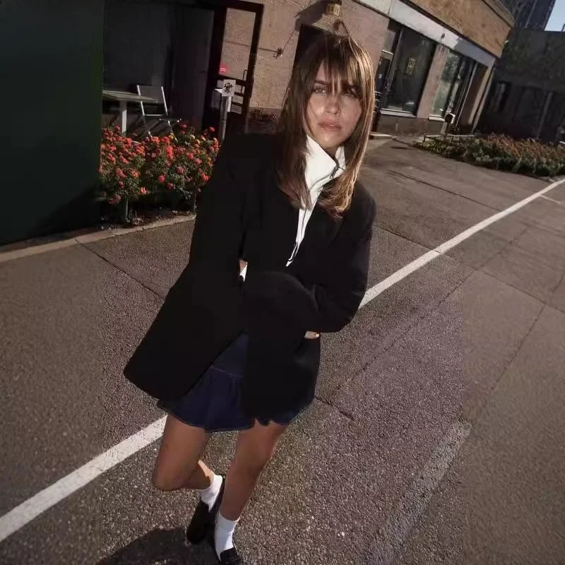 

Autumn Winter New Arrival Women's Basic Sle Long Sve Collared Casual Suit Jaet 255887 Straight Cut Versatile Faion