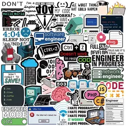 ハッカープログラミングネットワークステッカー、DIYデカール、クールなプログラマーステッカー、インターネット、Java、オタク、PHP、Docker、HTML、電話、荷物、10個、50個