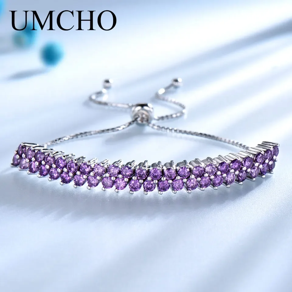 

Amethyst Bracelets 925 Sterling Silver Bracelet Adjustable Bangles Double layered Bracelet Engagement