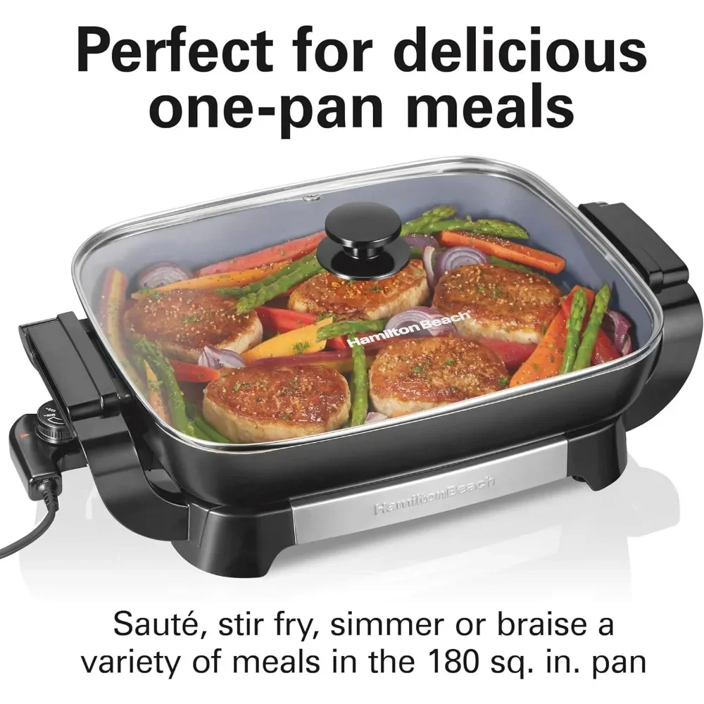 Electric Skillet with PFAS-Free Durathon Ceramic Coating, Removable 12x15” Pan, Adjustable Temperature