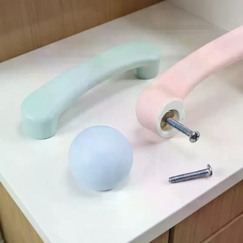 Nordic Style Ceramic Children Room Cabinet Handles Macaron Colorful Round Drawer Knobs And Pulls Children's Furniture Handles