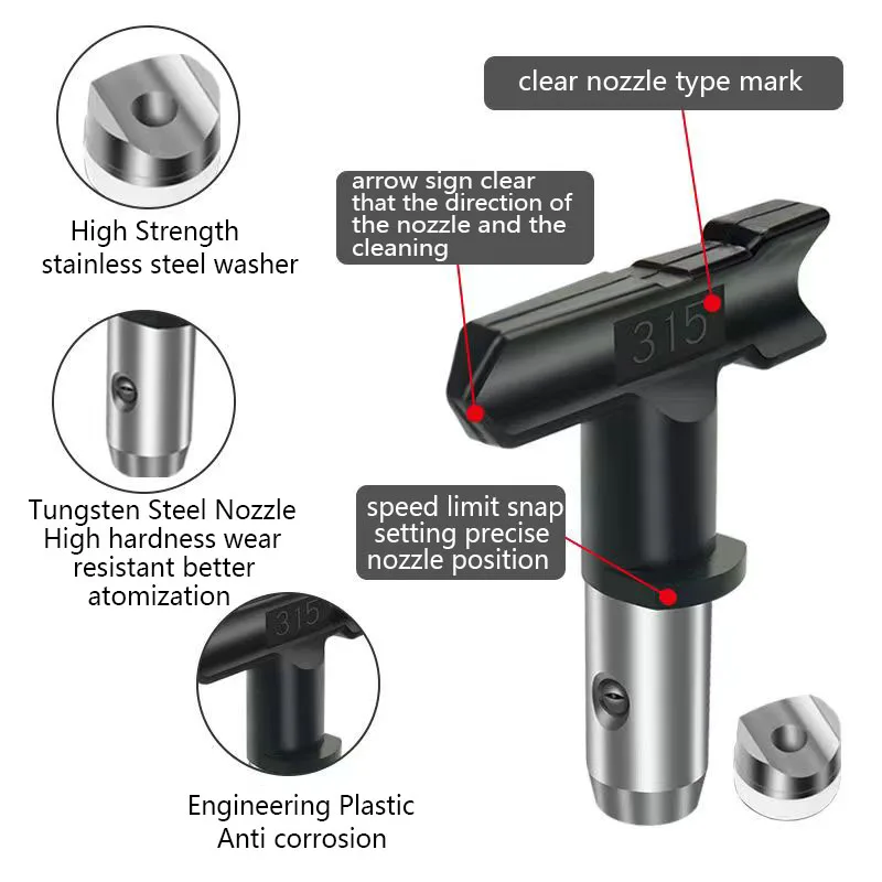 Boquilla de pulverización Reversible, puntas de pulverizador de pintura sin aire, piezas de máquina de pulverización de pintura sin aire para el hogar y el jardín