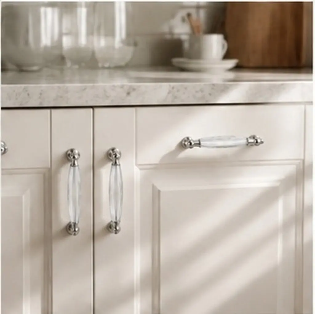 2Pcs Crystal Glass Door Knobs Minimalist Modern Cabinet Pulls for Kitchen Bathroom Dresser Cupboard Sliding Doors Furniture