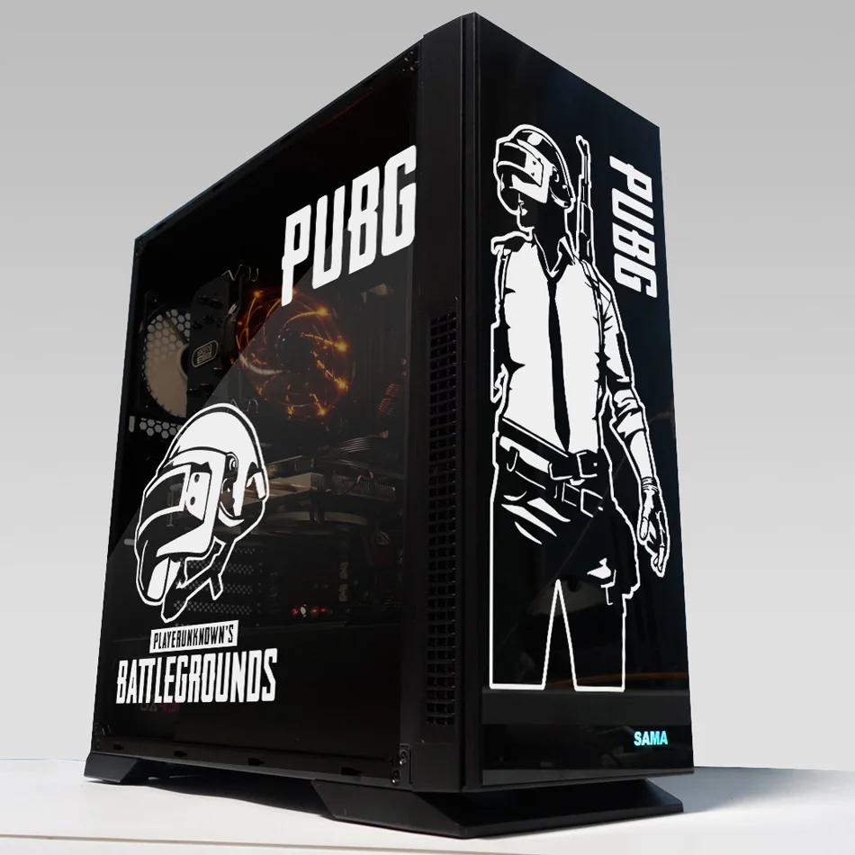 Pubg Vinyl Stickers for Gaming PC Case,Originality Decor Decals for Atx Computer Chassis Skin,Waterproof Easy Removable