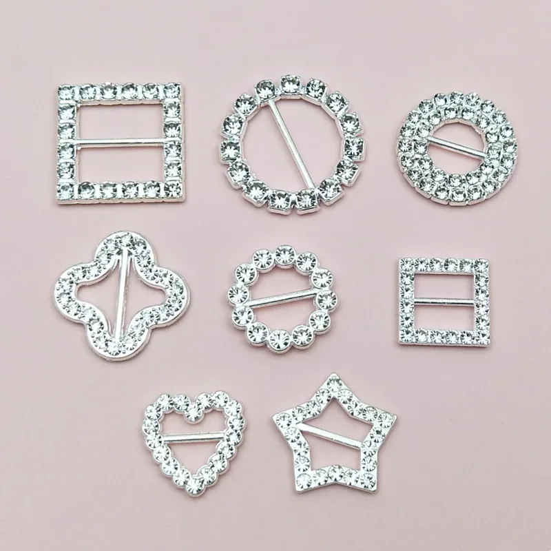 10Pcs/Set Various Rhinestone Buckle Wedding Invitation Decoration DIY Hair Accessories, Ribbon Wholesale