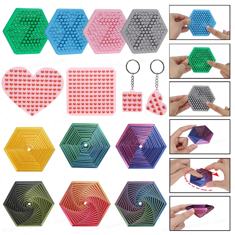 3D Gedrukt Fractal Fidget Hexagon Halloween Spider Net Fidget Speelgoed Draagbare Spelen Zintuiglijke Anti-stress Vinger Fidget Visueel Speelgoed