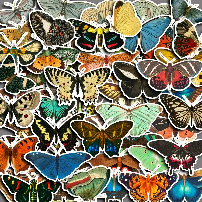 

10/30/45Pcs Retro Butterfly Waterproof Graffiti Sticker Aesthetic Decorative Luggage Guitar Laptop Phone Notebook Kids Stickers