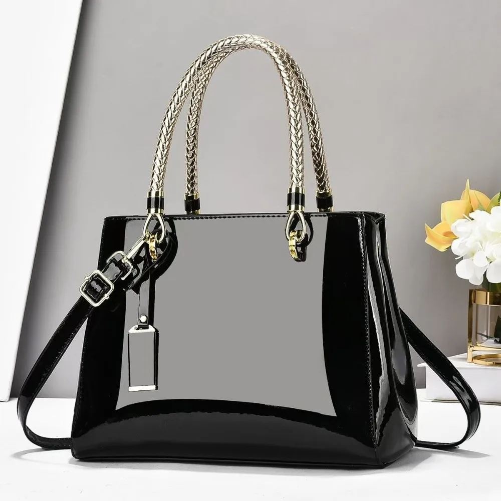 Fashion Patent Leather Handbags Casual Versatile Crossbody Bag Large Capacity Shoulder Bags Daily Commute