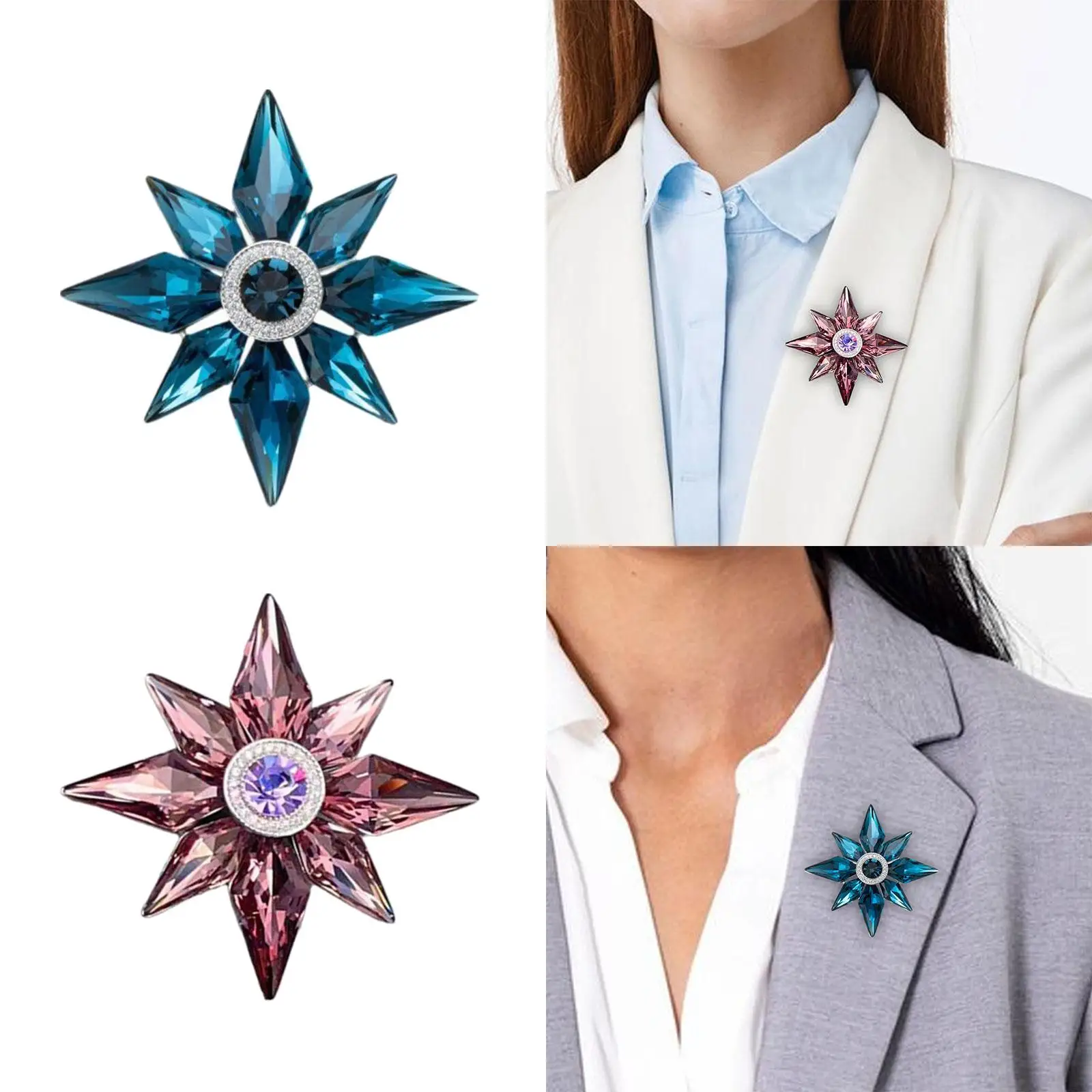 

Vintage Rhinestone Star Brooch Pin Luxury Designer Jewelry Badge for Sweater Dress Shirt Hat Fashion Accessories