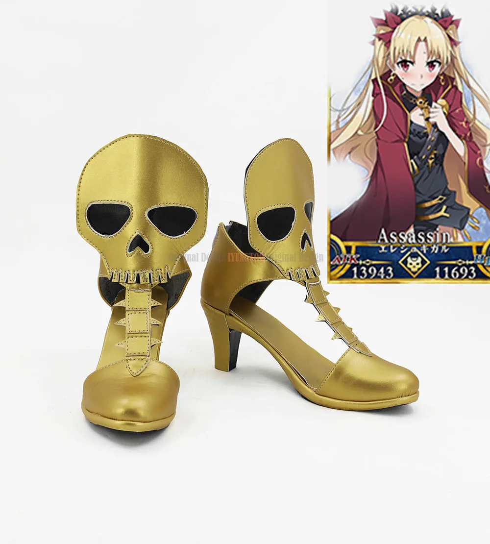 

FGO Ereshkigal Cosplay Fate Grand Order Ereshkigal Cosplay Shoes High Heel Golden Boots Custom Made