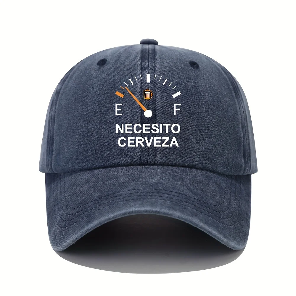 NECESITO CERVEZA pattern printed vintage duckbill cap, fashionable retro curved brim baseball cap, casual outdoor sun hat image 6