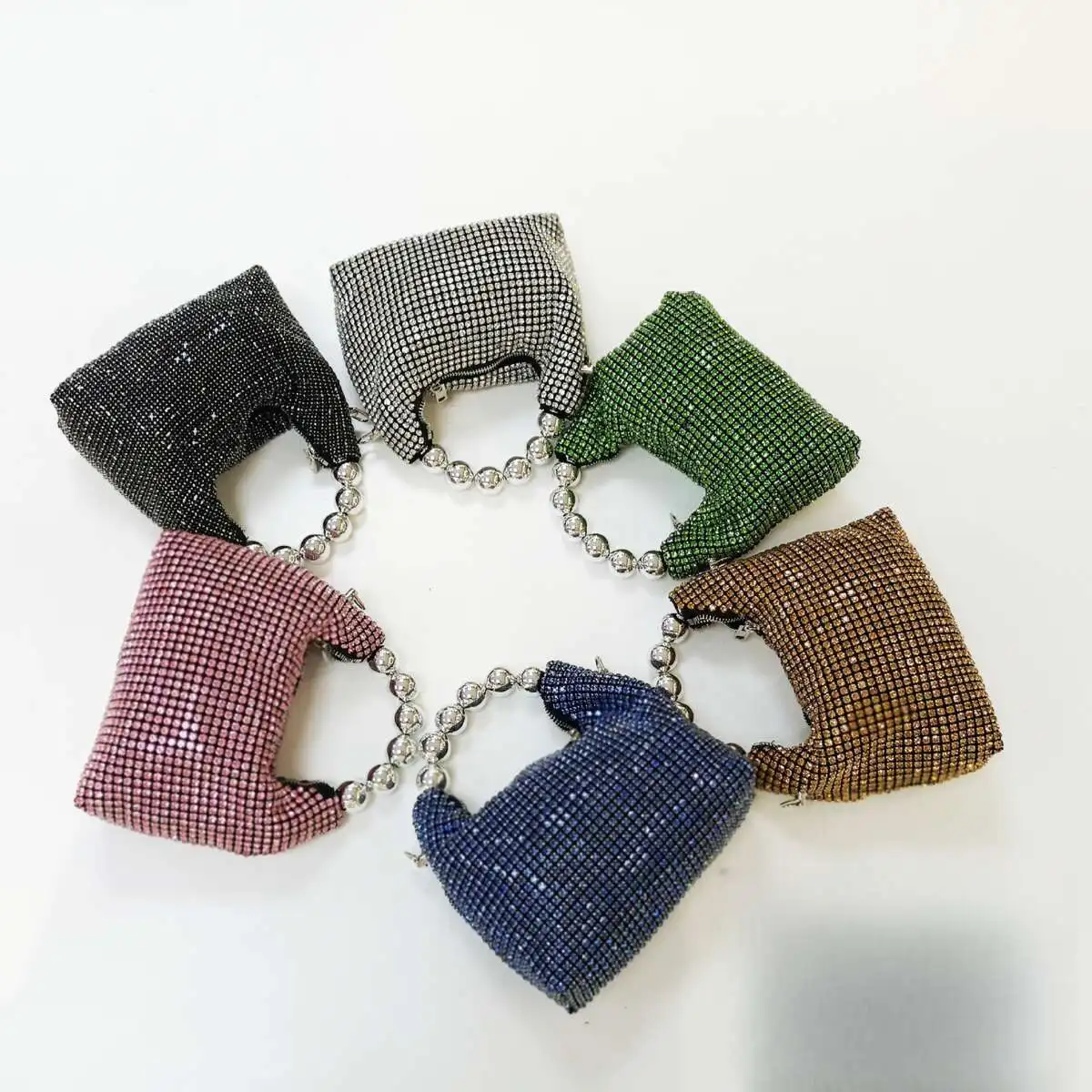 

Handle Tote Bag Women's 2024 New Fashion Chain Inlaid Rhinestones Single Shoulder Diagonal Cross Bag Makeup Bag Evening Bags
