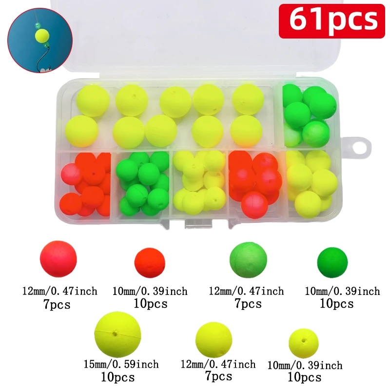 61-częściowe boje piankowe - jasne boje wędkarskie muchowe do pomfretu, walleye i bottom rig