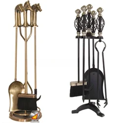 Antique Brass Fireplace Accessories Tools