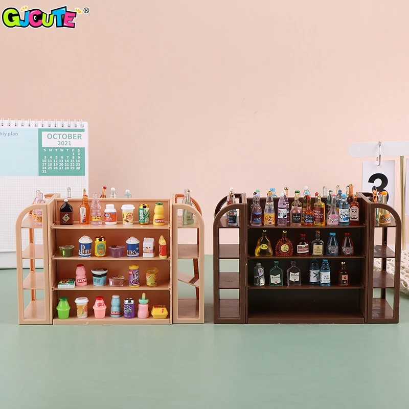 Poppenhuis Decor Accessoires Miniatuur Supermarkt Plank Mini Display Opbergrek Model Speelgoed Poppenhuis Accessoires