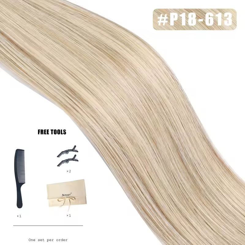 Genius Weft Human Hair Extensions 100G Double Drawn Blonde Bundles Invisible Straight Virgin Hair Weft Full End Top Quality - Image 7