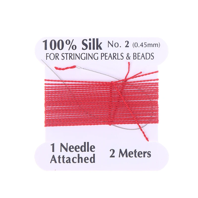 (.) 2 #   Cordon en soie naturelle 100% fait main, 0,45 mm, 10 pièces/sac, avec fil de soie perlé et extrémité en aiguille pour la fabrication de bijoux DIY