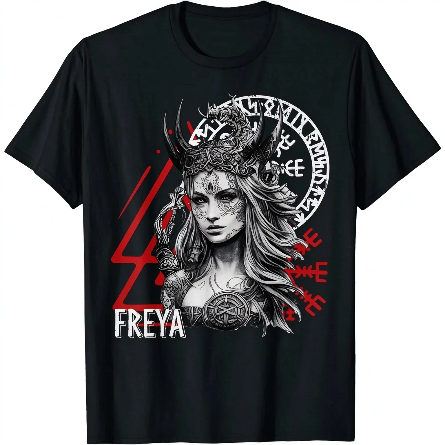 Unisex Freya Viking Goddess Graphic T Shirt Cotton Crew Neck Norse Casual Tee