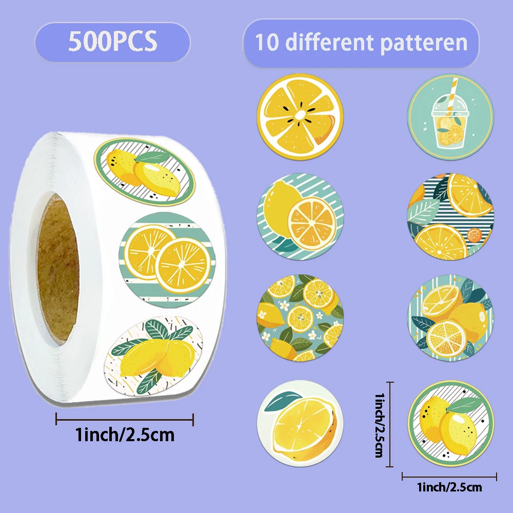 

500PCS Creative Lemon Ins Wind Roll Stickers Personalized Stickers Phone Case Decoration Material DIY Stickers