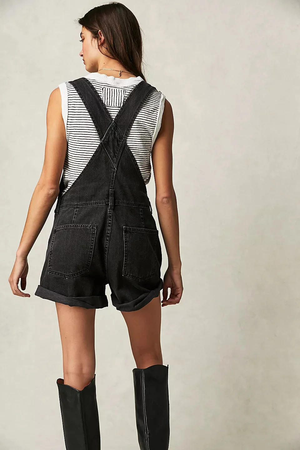 Monos vaqueros para mujer, monos, peleles vaqueros lavados, pantalones cortos lisos de una pieza, bolsillos empalmados, espalda descubierta, botón suelto