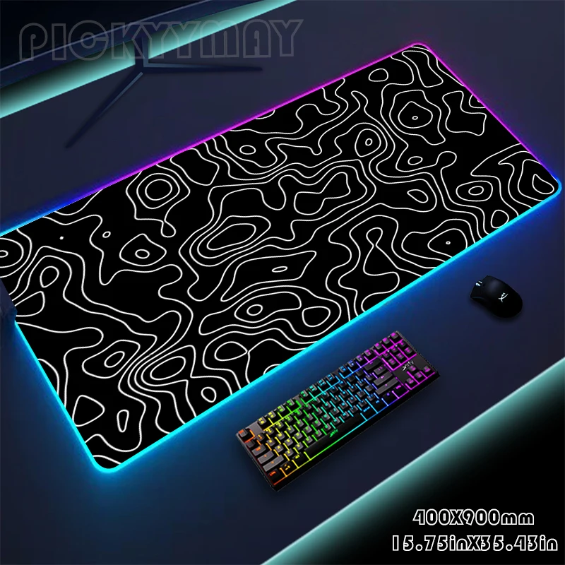 Black RGB Mouse Pad Gaming Mousepad LED Mouse Mat  White Keyboard Mat Anti-slip Best Choice Desk Pad XXL Luminous Desk Rug