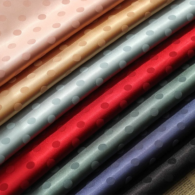 Polka dot jacquard satin fabric multi-color simple style woven dyed shirt