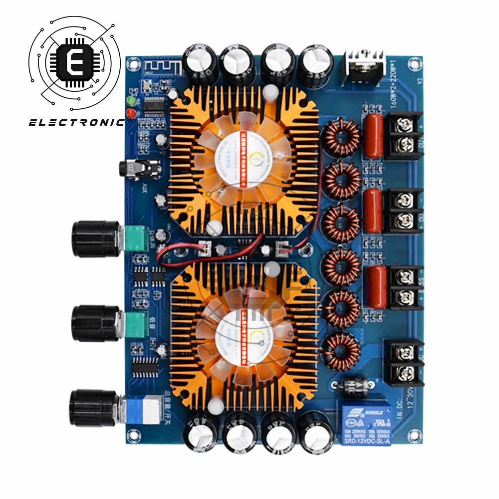 

TDA7498E Bluetooth 5.0 Digital Audio Power Amplifier Board 160W*2+220W Stereo 2.1 Channel Amp DC 12-32V XH-A128