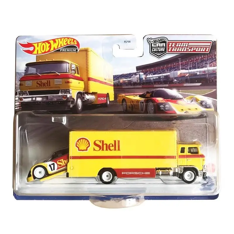 Hot wheels genuine transport fleet R34 Gulf petroleum iron bottom rubber tire car model toy FLF5 FLF56 transport series