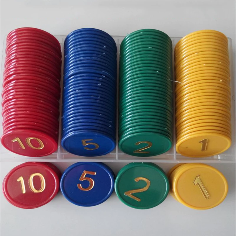 Chip Set 80 pieces, 160 pieces, double-sided gilded digital chips, mahjong and poker game tokens, plastic chip coins MJJ55