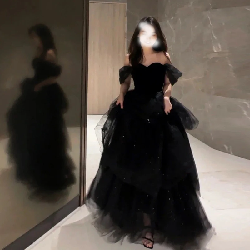 

Ele Bla-oulder Evening Gown for Women Summer Performance Host Wedding Par Adult Ceremony Long Floor-Length Dr