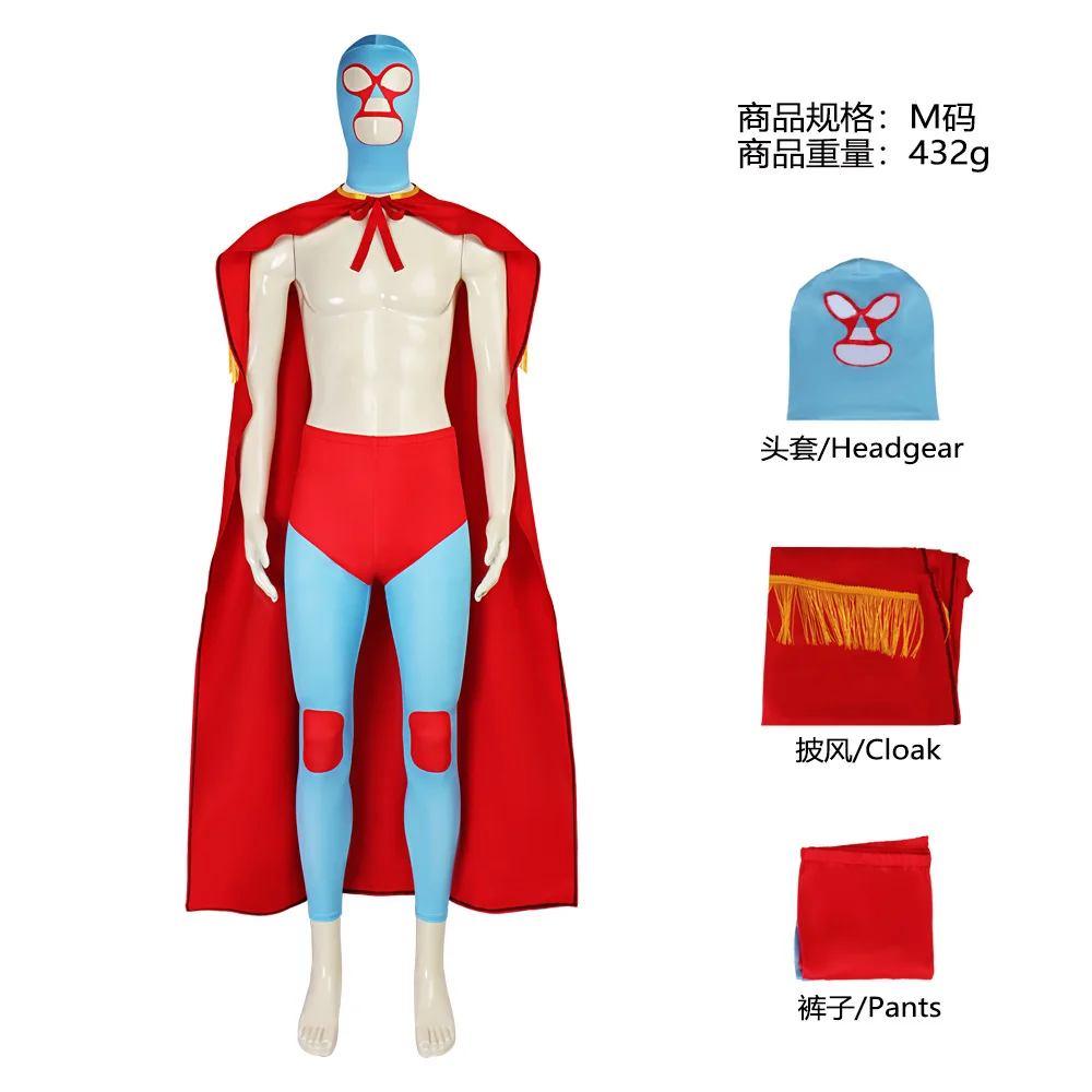 

Movie Mexican Wrestler Nacho Libre Cosplay Costume Red Cloak Man Halloween Carnival Cosplay Nacho Customized Clothes