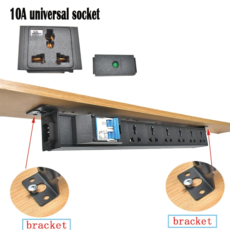

Удлинитель PDU Порт C14 Настольная нижняя розетка 10А Универсальные розетки 16А Воздушный выключатель 1-7AC со светодиодной лампой Без удлинительного кабеля