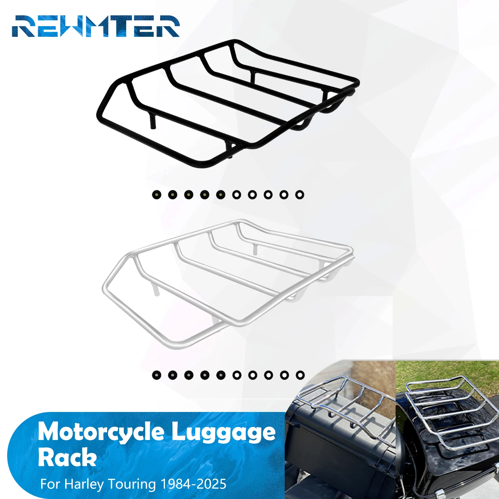 Motorcycle Tour Luggage Top Rack Black/Chrome For Harley Touring Road King Electra Street Road Glide FLHR FLHX CVO Limited 84-25