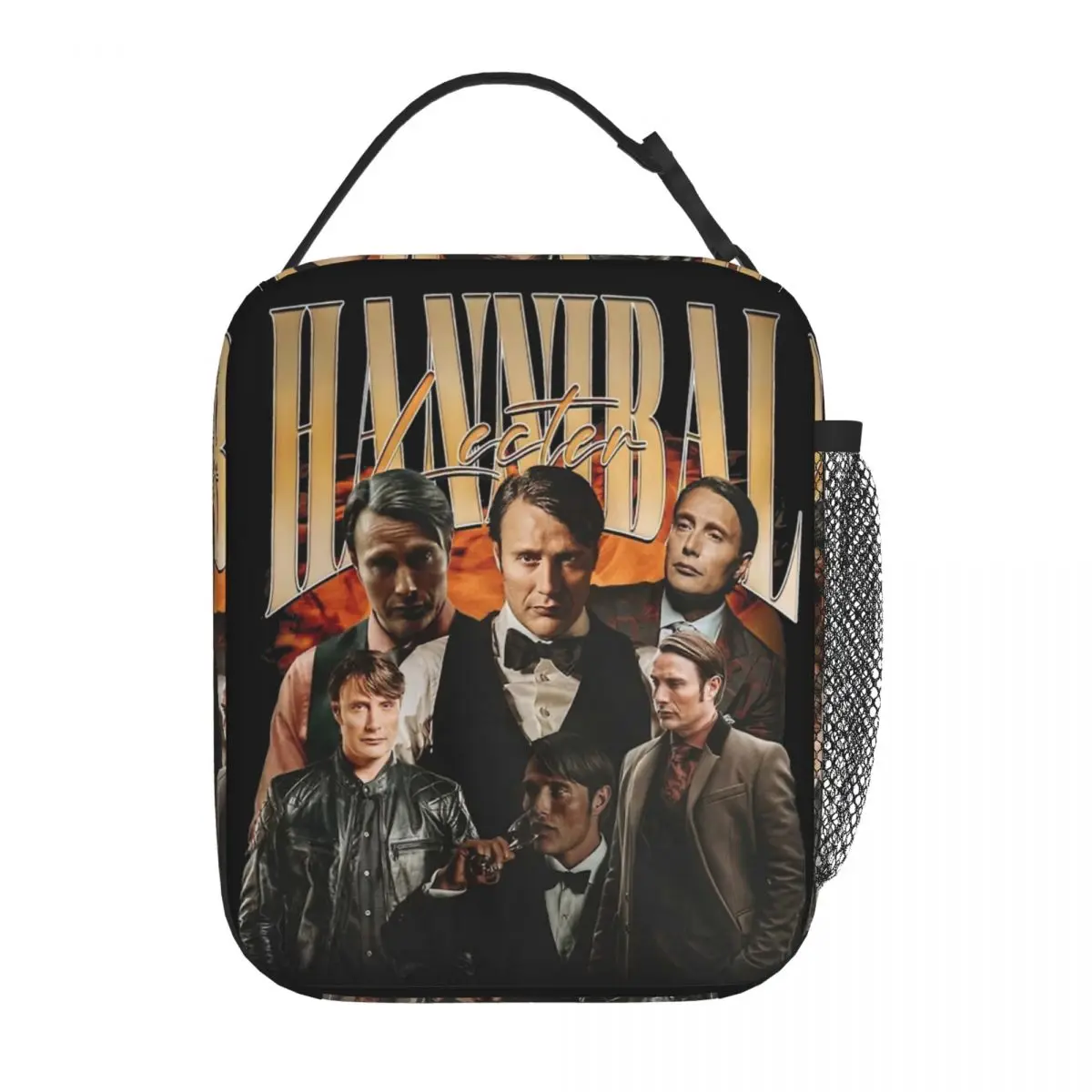 Hannibal Lecter Mads Mikkelsen Insulated Lunch Bag Thermal Lunch Container Leakproof Tote Lunch Box Food Bag Work Picnic