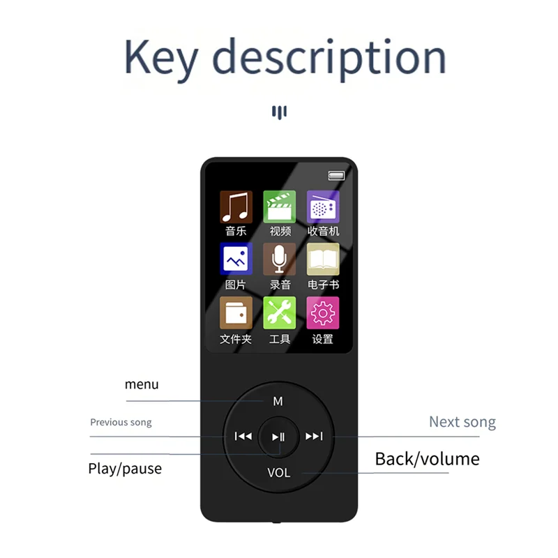 

New Arrival MP4 MP3 Bluetooth Player 160X120px Mini Walkman Student 1.8 Inches Screen 64G Plug Card Sports Music Player