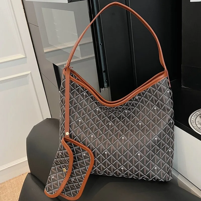 

‌ Сумка-тоут с принтом в стиле ретро на осень 2024 года — набор для мамы и дочки, просторная сумка через плечо/сумка через плечо, повседневная сумка в винтажном стиле