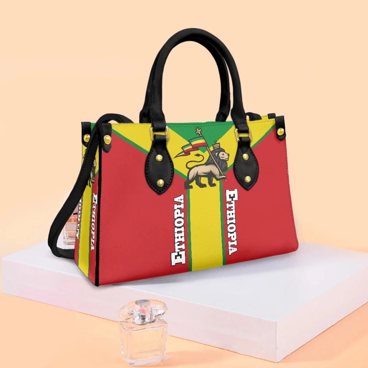 Ethiopia Country Flag Lion Pattern Totes Bags Ladies Leather Hand Bags Fashion Shoulder Handbags Party Shopping Organizer 2023