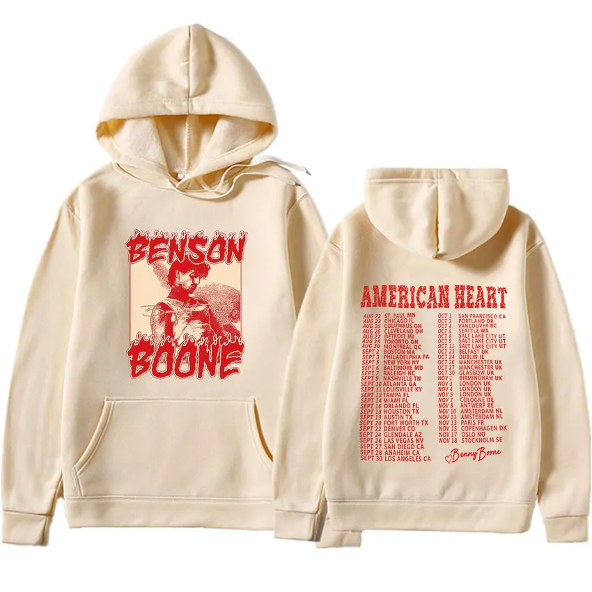 Trendy Benson Boone American Heart Tour Punk Hoodie Hipster Men Women Pop Tracksuit Fashion Long Sleeve Casual Sweatshirt Unisex