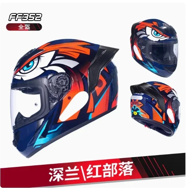 LS2 FF358/352 Full-face Motorcycle Helmet for Men and Women in All Seasons Anti-fog Large Rear Wing Motorcycle Racing DOT ECE