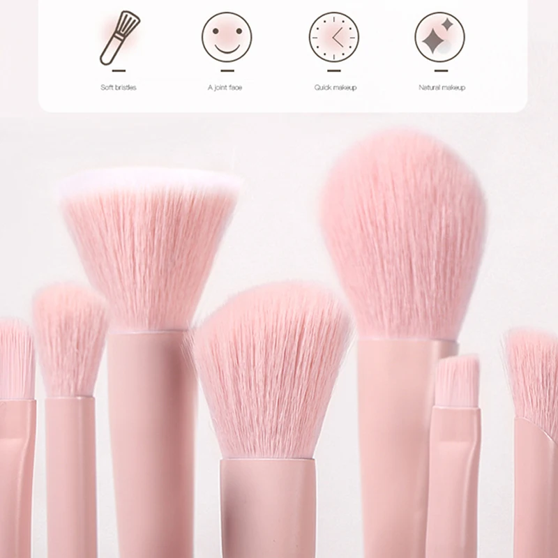 10Pcs Pink Mini Makeup Brushes Set Cosmetic Foundation Blush Powder Brush Concealer Eyeshadow Kabuki Blending Makeup Brush Tools